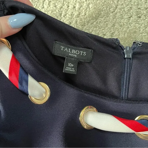 NWOT Women's Talbots Ponte Fit &amp; Flare Dress size 10 Petite in Navy