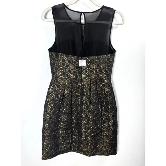 NWT Club Monaco Gold 3D Metallic Dress Celebration Party Old Money Regency 4