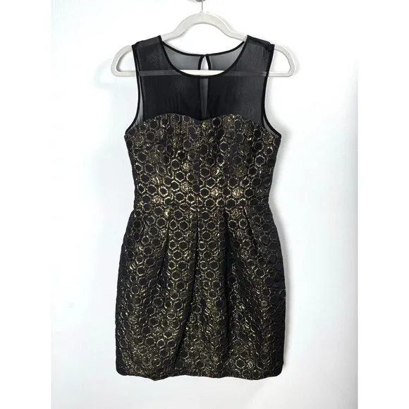 NWT Club Monaco Gold 3D Metallic Dress Celebration Party Old Money Regency 4