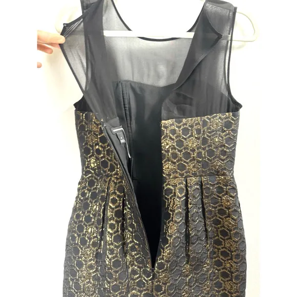 NWT Club Monaco Gold 3D Metallic Dress Celebration Party Old Money Regency 4