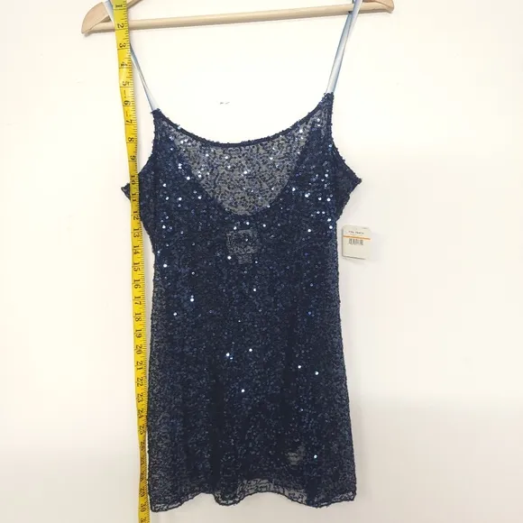 NWT Free People Intimately Navy Sequin mini  Dress Sz S/P