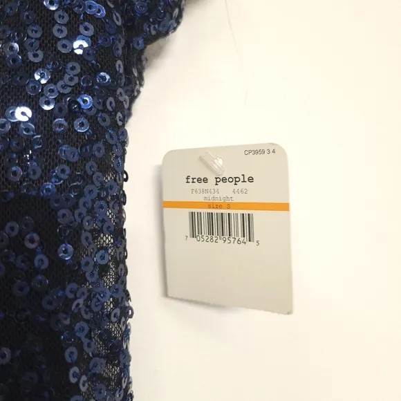 NWT Free People Intimately Navy Sequin mini  Dress Sz S/P
