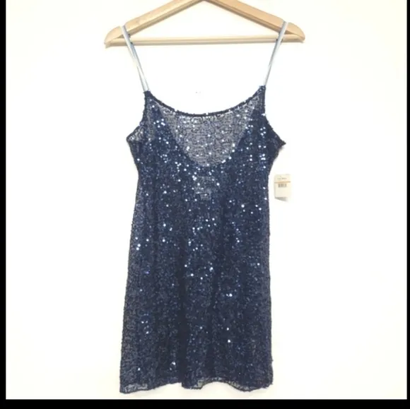 NWT Free People Intimately Navy Sequin mini  Dress Sz S/P