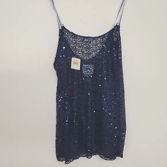 NWT Free People Intimately Navy Sequin mini  Dress Sz S/P