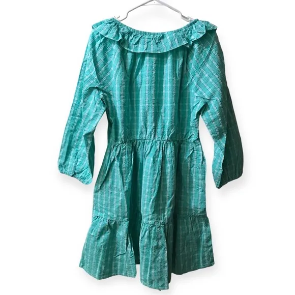 NWT J. Crew Seersucker Ruffleneck Mini Dress, Coastal Preppy J.Crew Factory 14