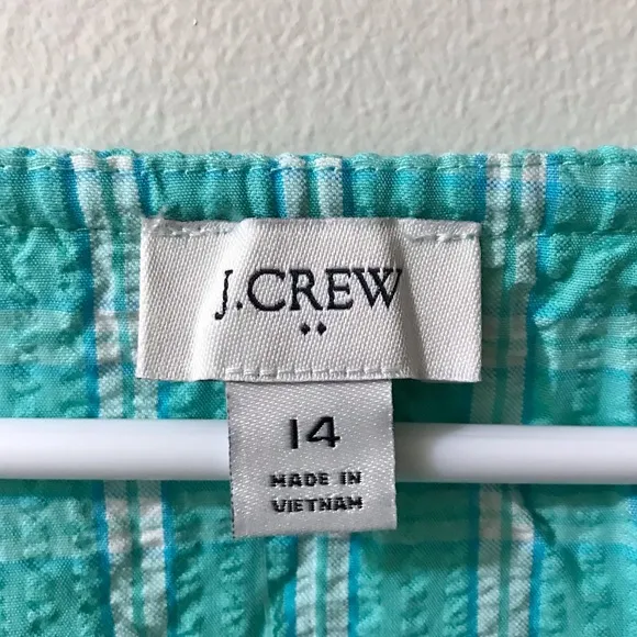 NWT J. Crew Seersucker Ruffleneck Mini Dress, Coastal Preppy J.Crew Factory 14