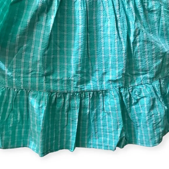 NWT J. Crew Seersucker Ruffleneck Mini Dress, Coastal Preppy J.Crew Factory 14