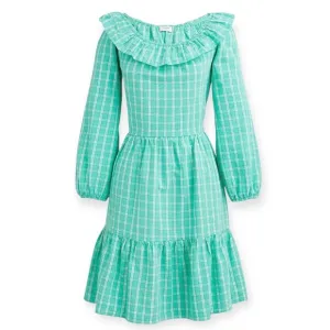 NWT J. Crew Seersucker Ruffleneck Mini Dress, Coastal Preppy J.Crew Factory 14