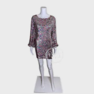 NWT RETROFETE Tara Crochet Dress Rainbow Sequin