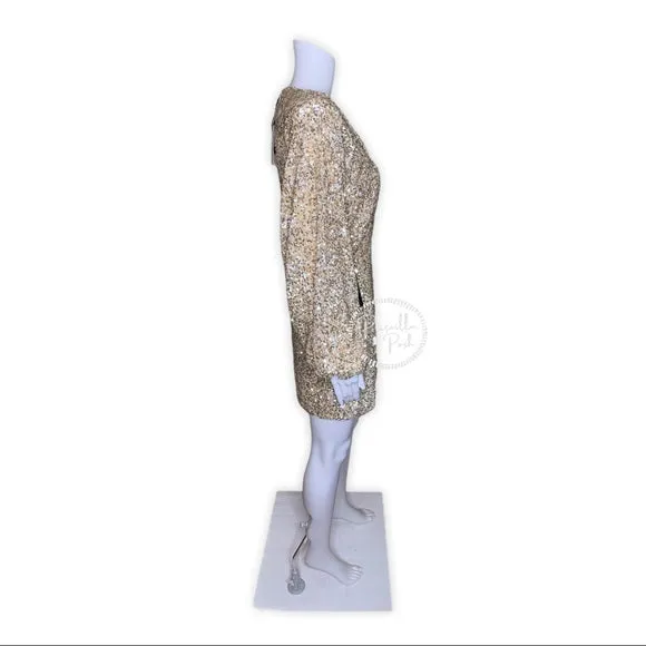 NWT RETROFÊTE Aubrielle sequined mini dress gold
