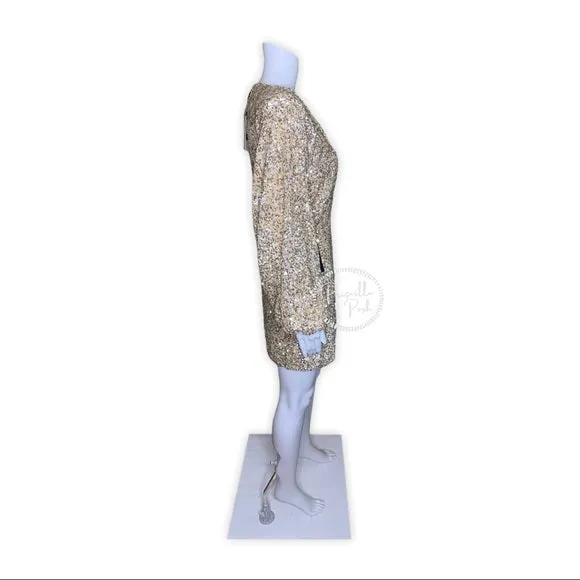 NWT RETROFÊTE Aubrielle sequined mini dress gold