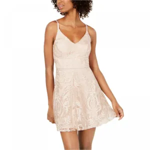 NWT Speechless Juniors' Shimmer Embroidered Fit & Flare Dress. D73371TFB 9