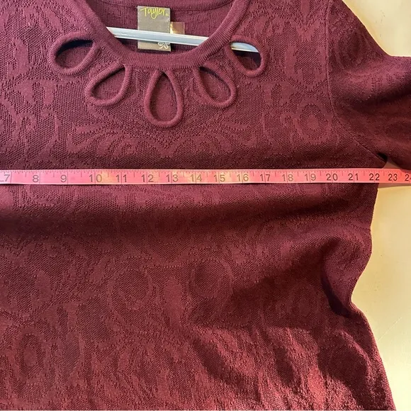 NWT Taylor Burgundy Textured Sweater Dress Bell Sleeves Whimsigoth Size Large