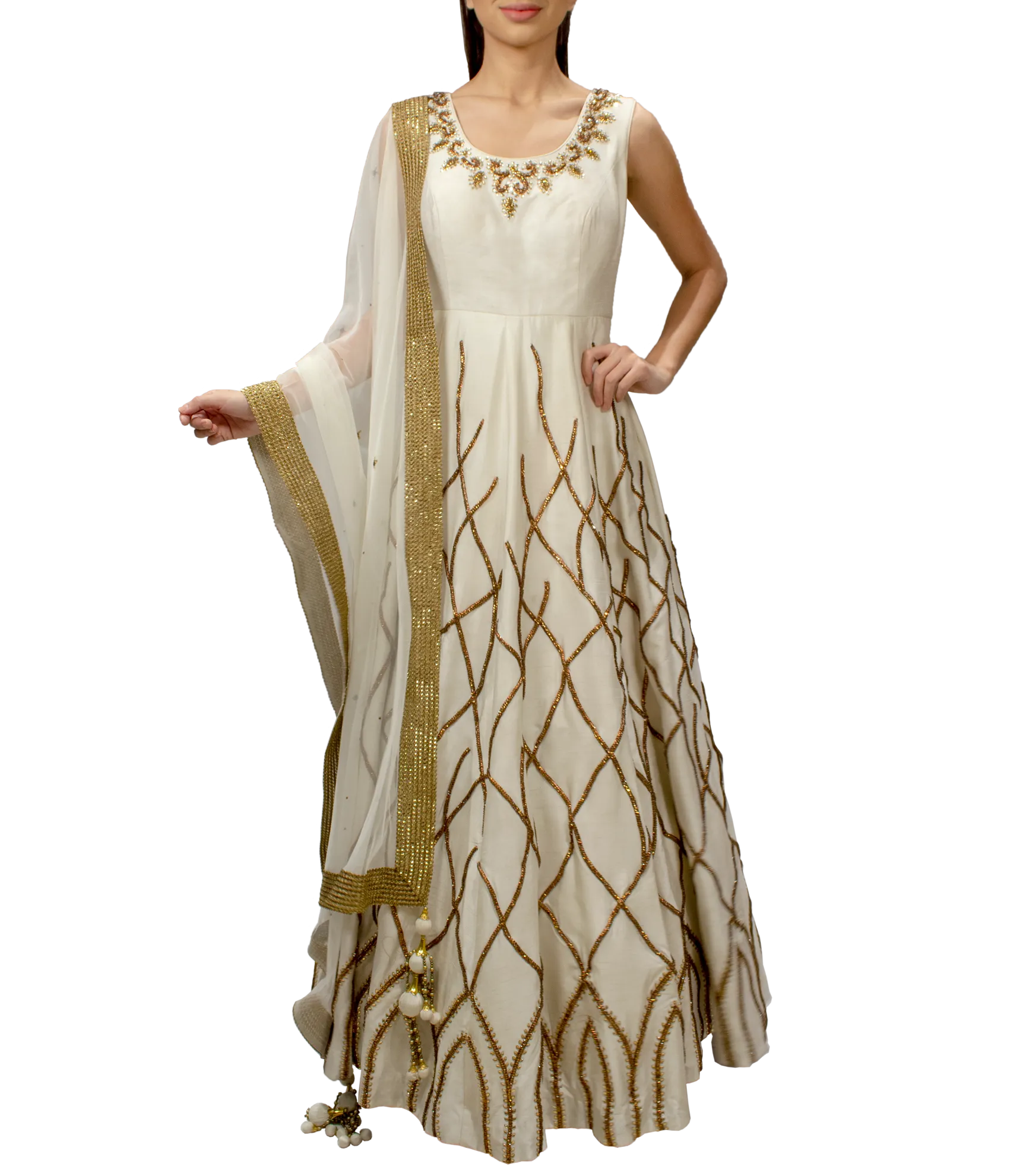 Off-white Anarkali Gown