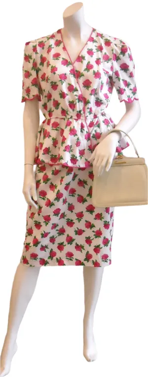 Olde English Roses Peplum Vintage Dress