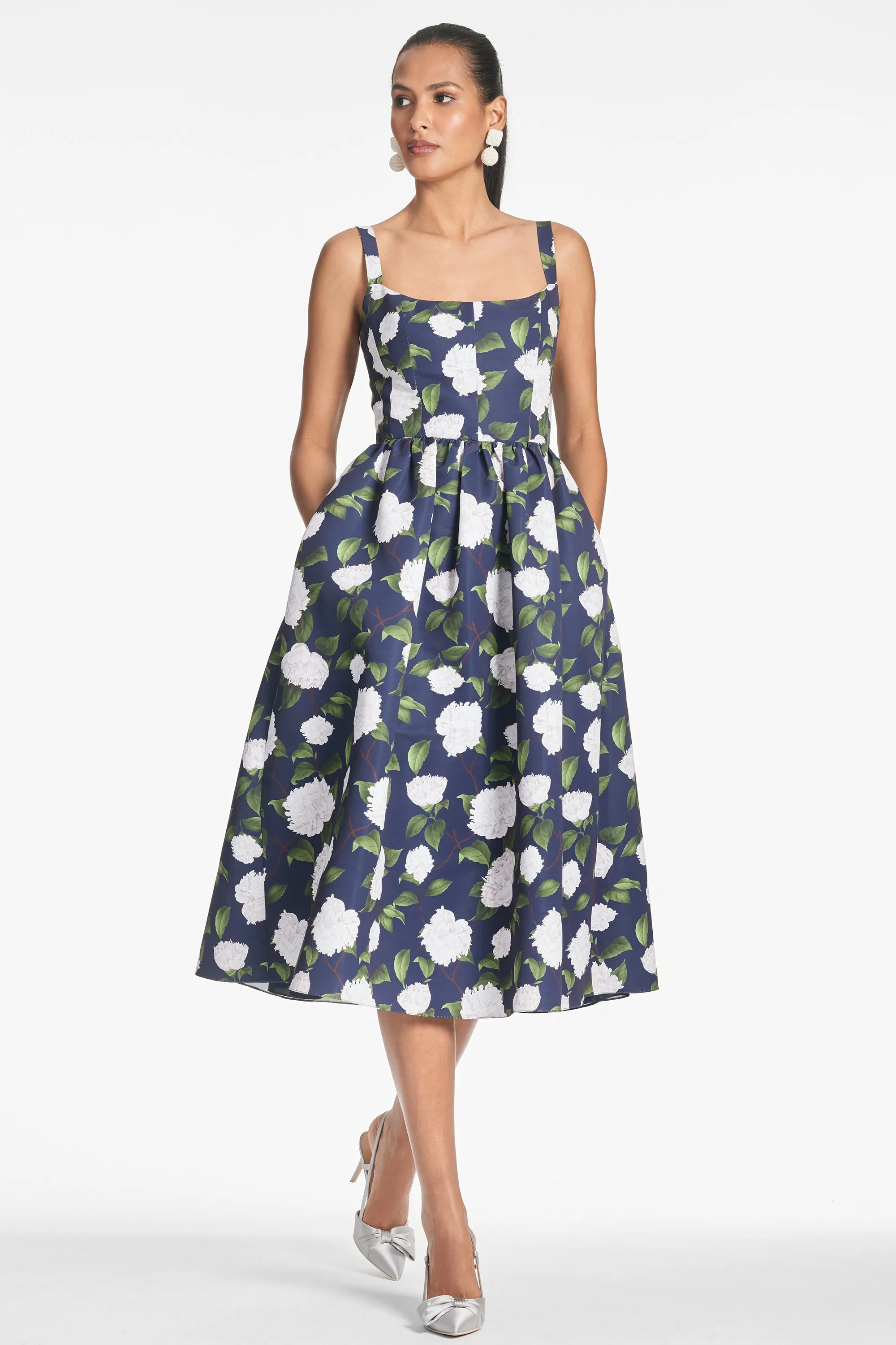 Olena Dress - Navy/Ivory Moonlit Garden