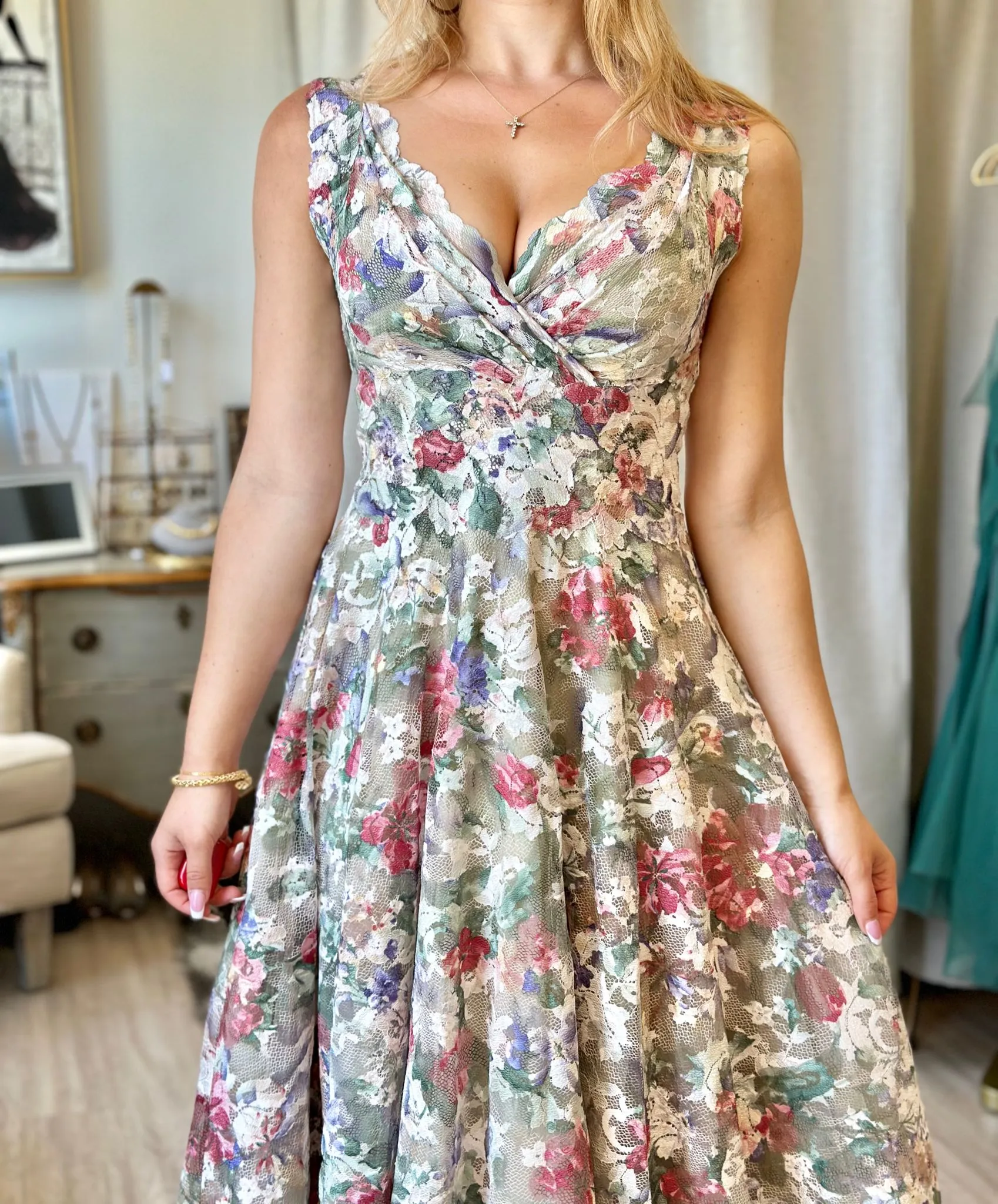 Olvis Lace Grace Kelly Dress Sleeveless Fit and Flare
