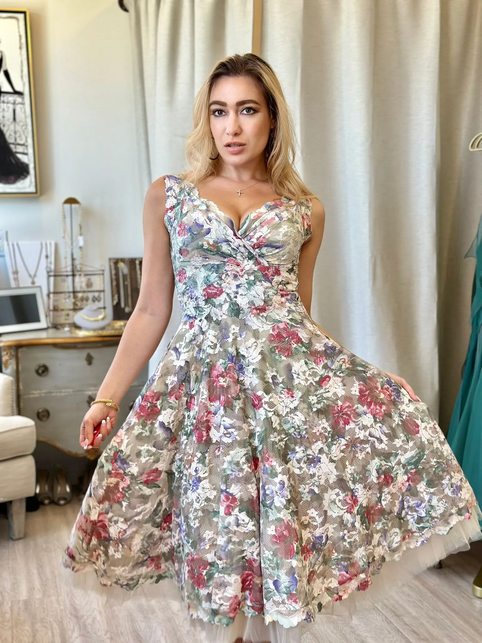 Olvis Lace Grace Kelly Dress Sleeveless Fit and Flare