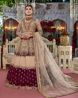 Pakistani Bridal Dress in Peplum and Lehenga Style