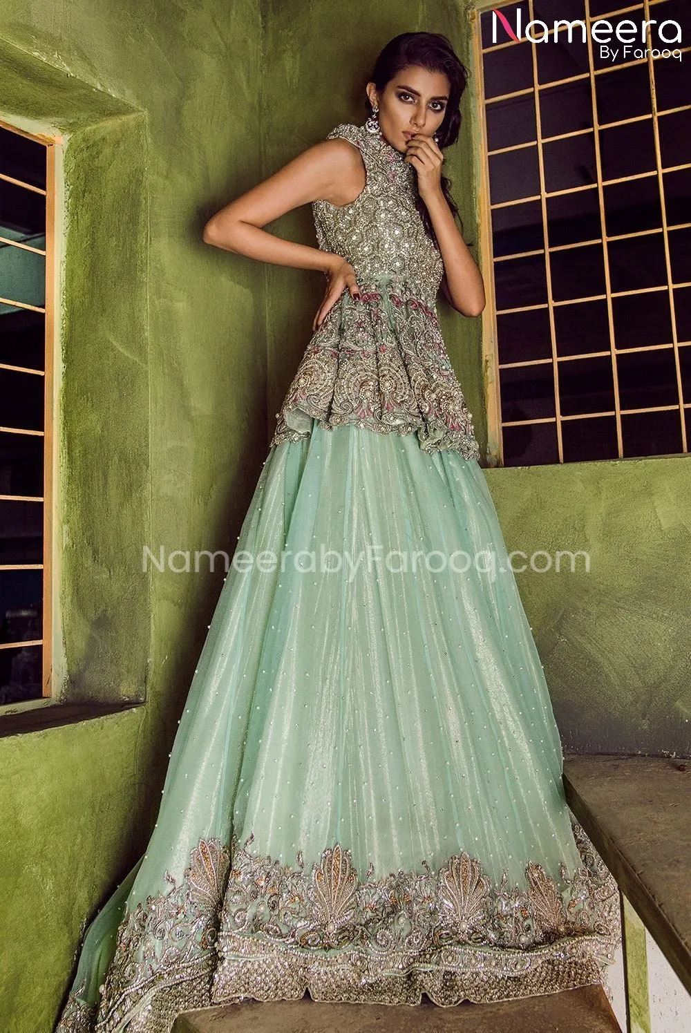 Pakistani Peplum Lehenga Bridal Dress Online #BS497