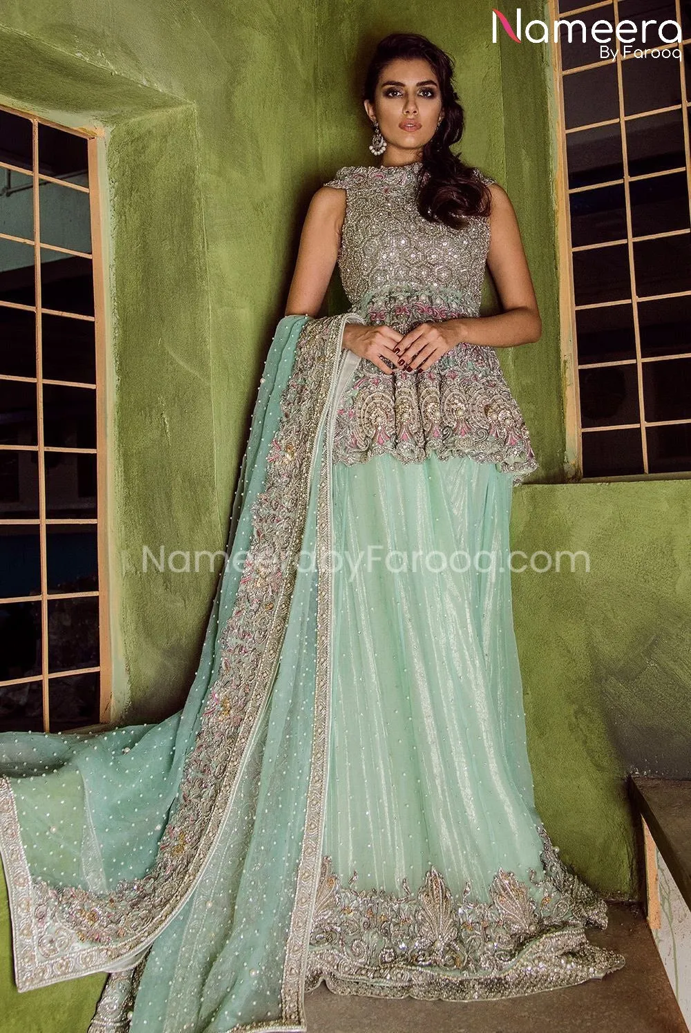 Pakistani Peplum Lehenga Bridal Dress Online #BS497