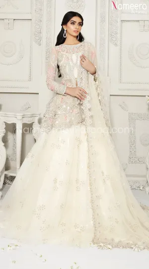 Pakistani White Lehenga Bridal with Embroidery #BR123