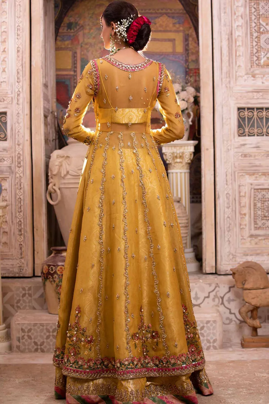Pakistani Yellow Dress in Lehenga Gown Style for Bride