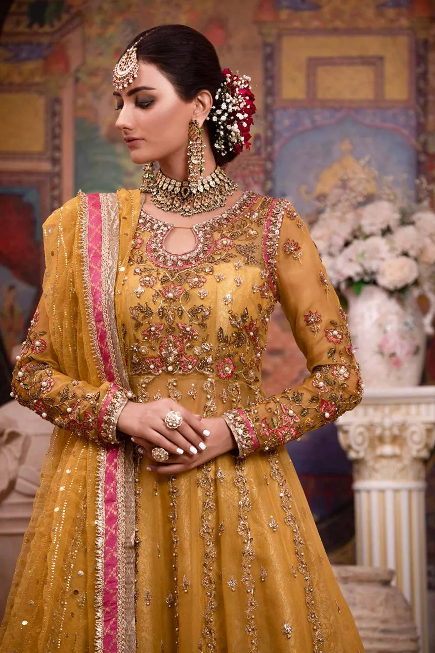 Pakistani Yellow Dress in Lehenga Gown Style for Bride