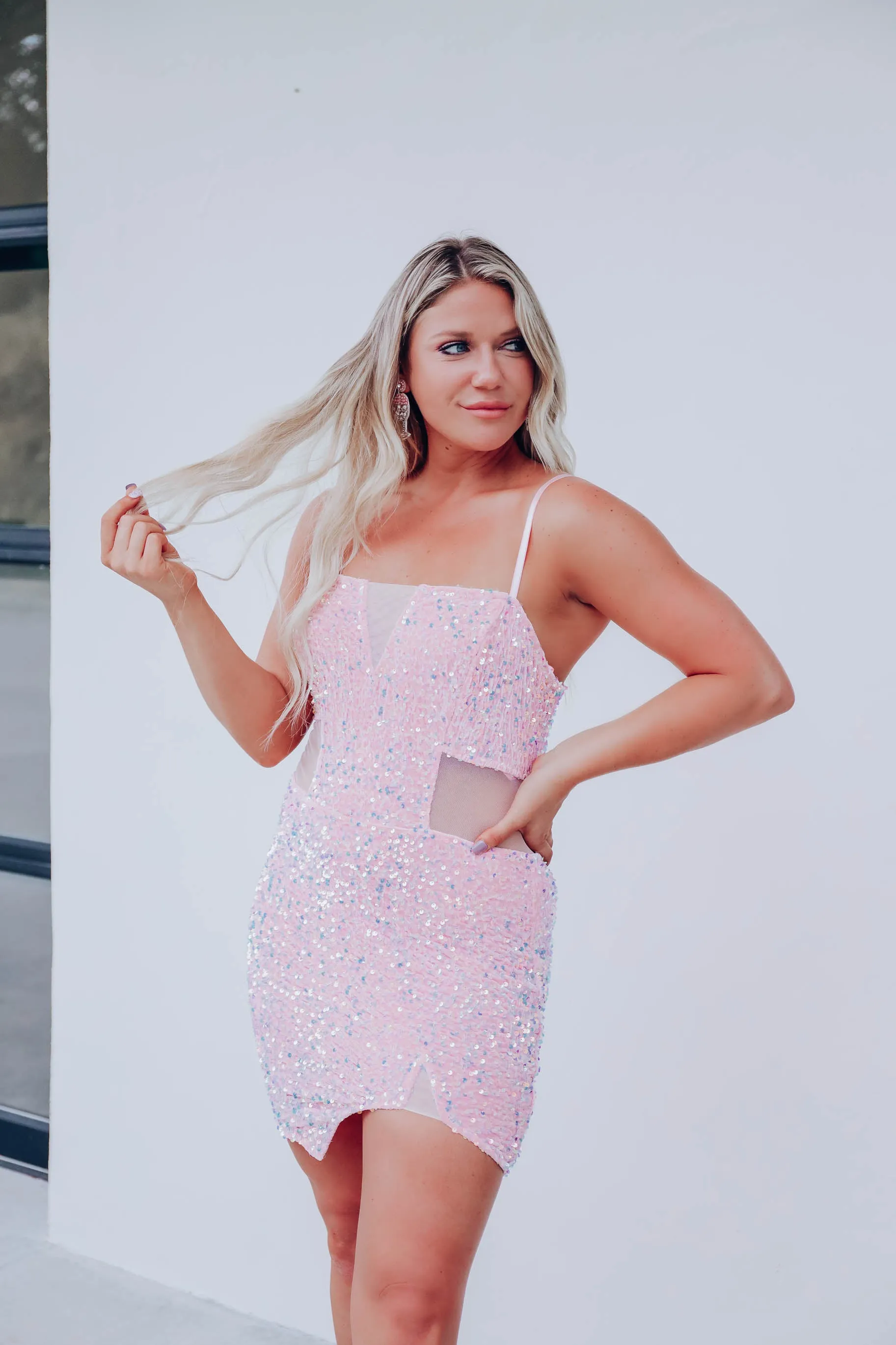 Party Girl Sequin Bodycon Dress - Pink