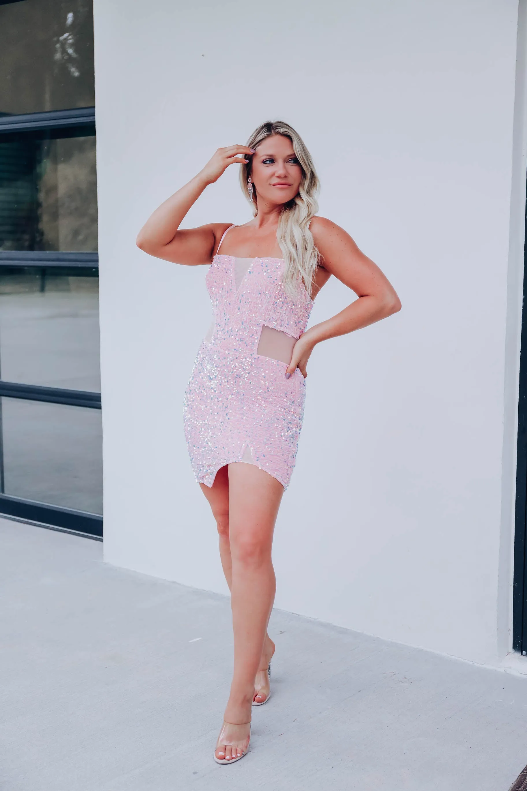 Party Girl Sequin Bodycon Dress - Pink