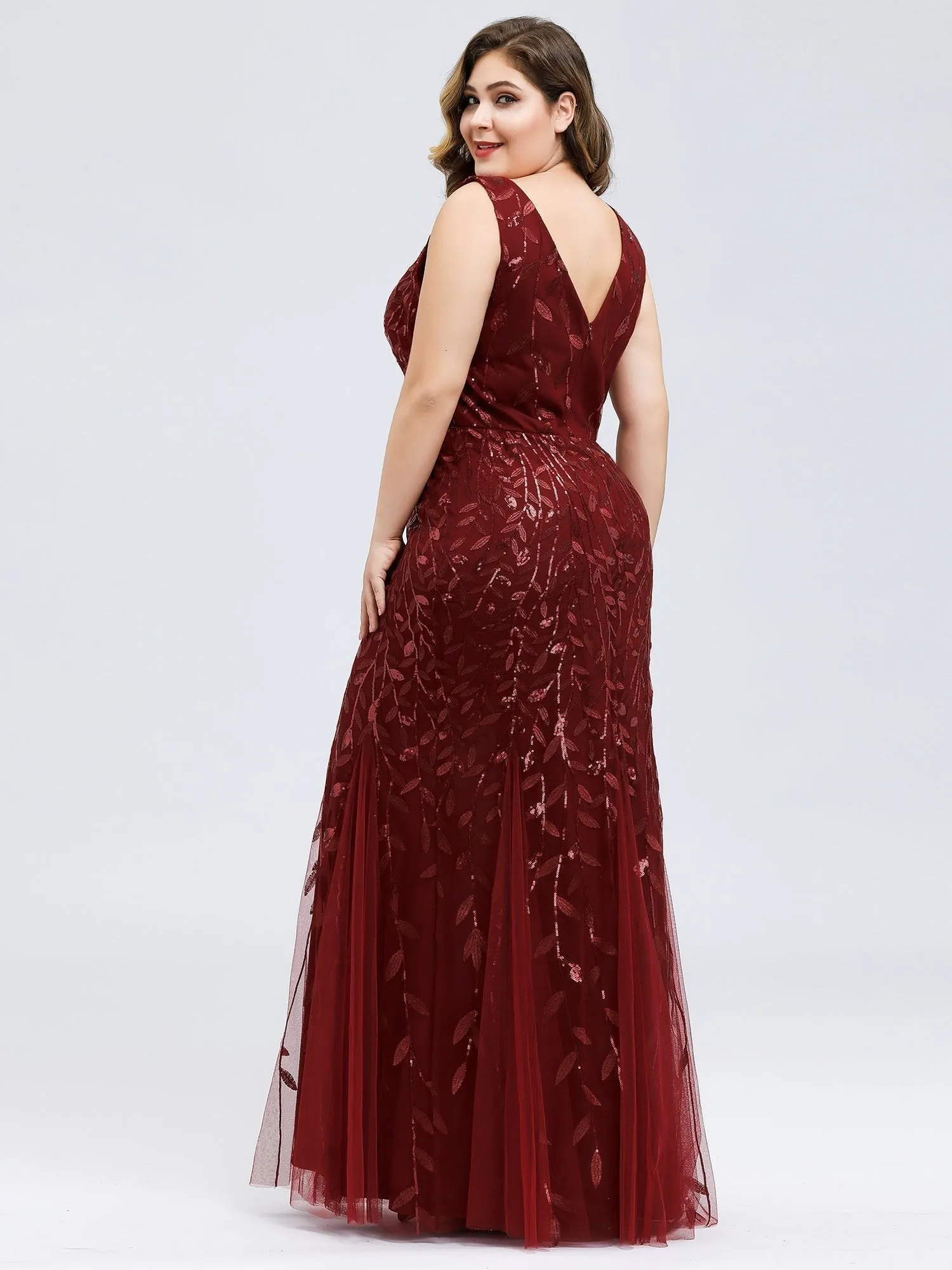 Paula tulle and sequin trumpet dress in burgundy Express NZ wide