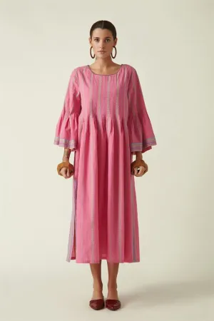 Payal Pratap   I   Vaughan Amanita Wide Sleeve Dress Cotton Handloom Pink Transition Edit 4T-13B