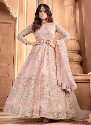 Peach Heavy Embroidered Gown Style Anarkali