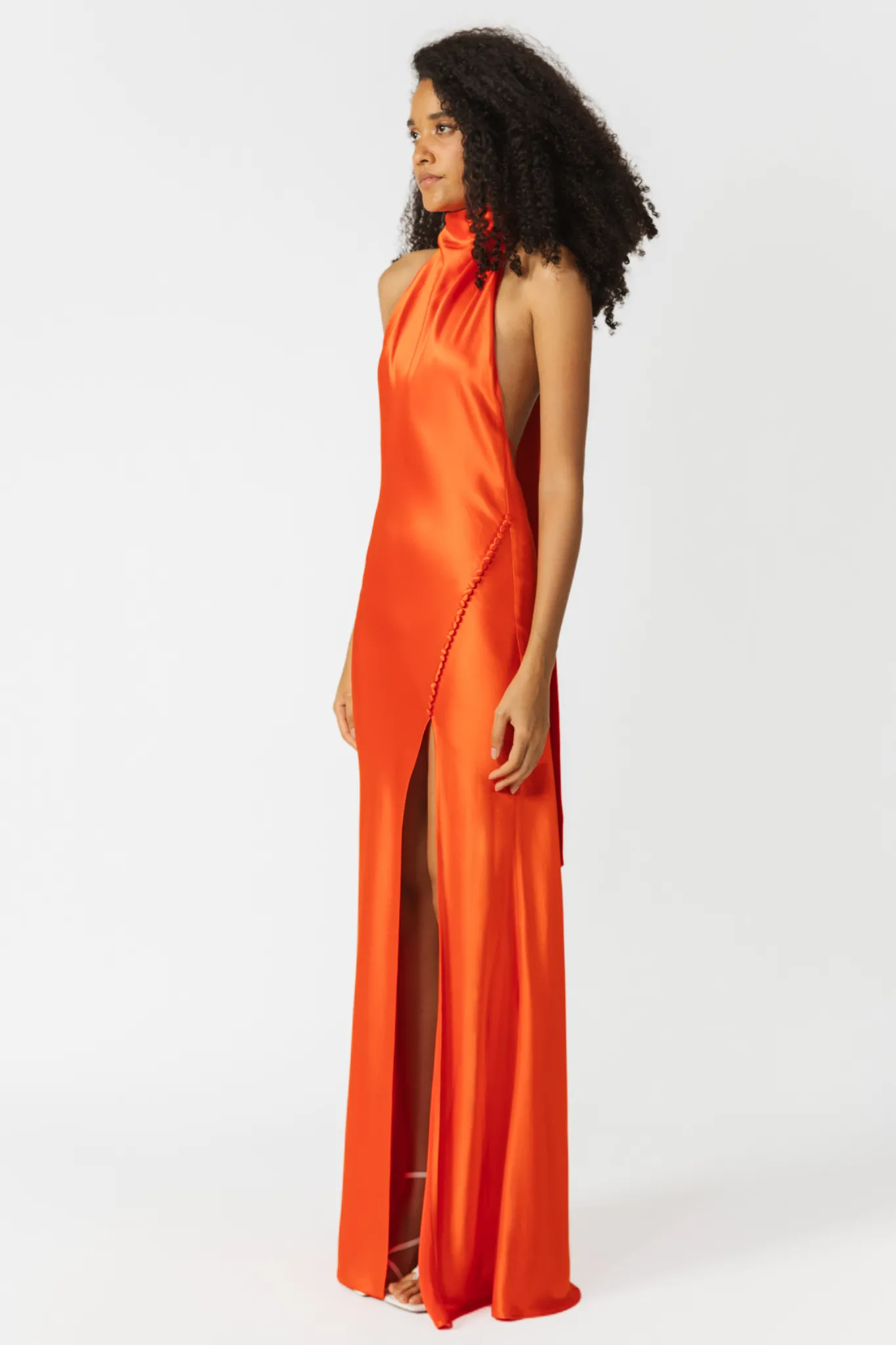 Penelope Satin Gown in Scarlet Orange by Sau Lee - RENTAL