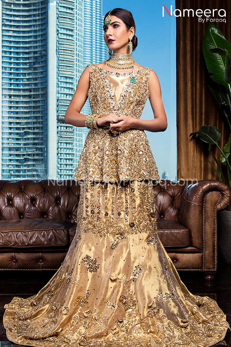 Peplum Frock with Fishtail Bridal Lehenga Online #BS159