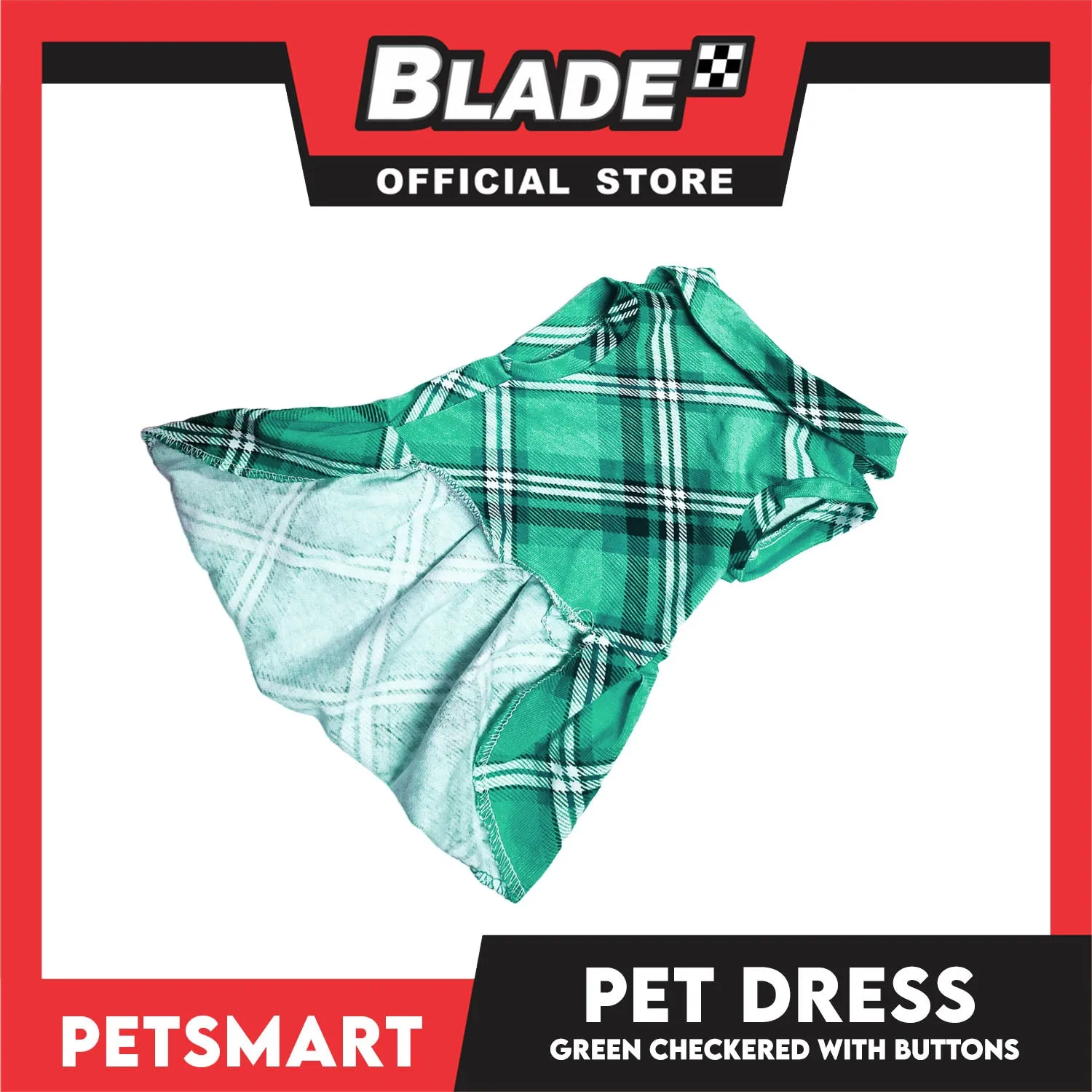 Pet Dress Checkered Green With Buttons Dress DG-CTN115L (Large)