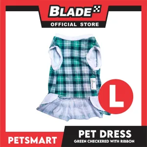 Pet Dress Checkered Green With Ribbon Dress DG-CTN114L (Large)