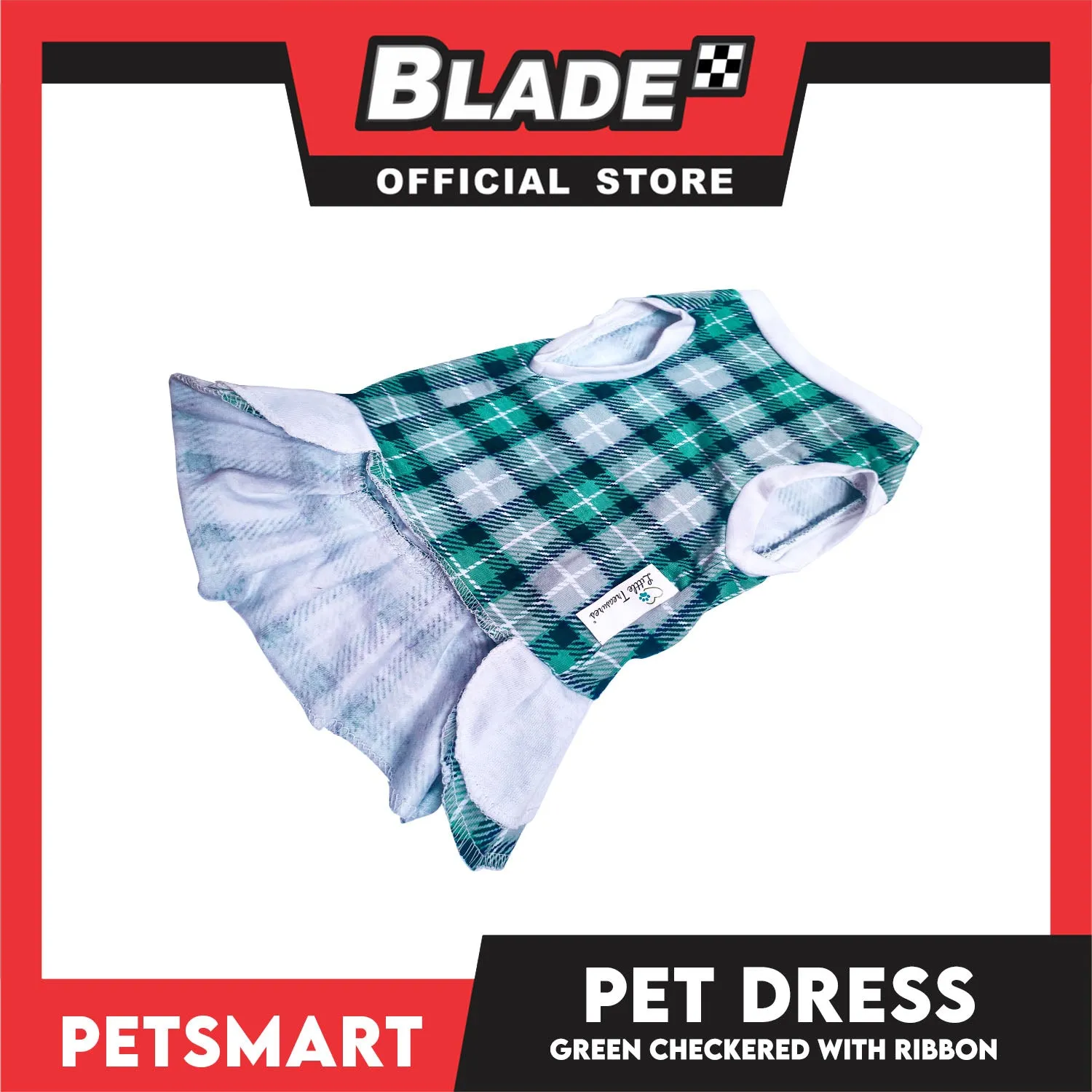 Pet Dress Checkered Green With Ribbon Dress DG-CTN114L (Large)
