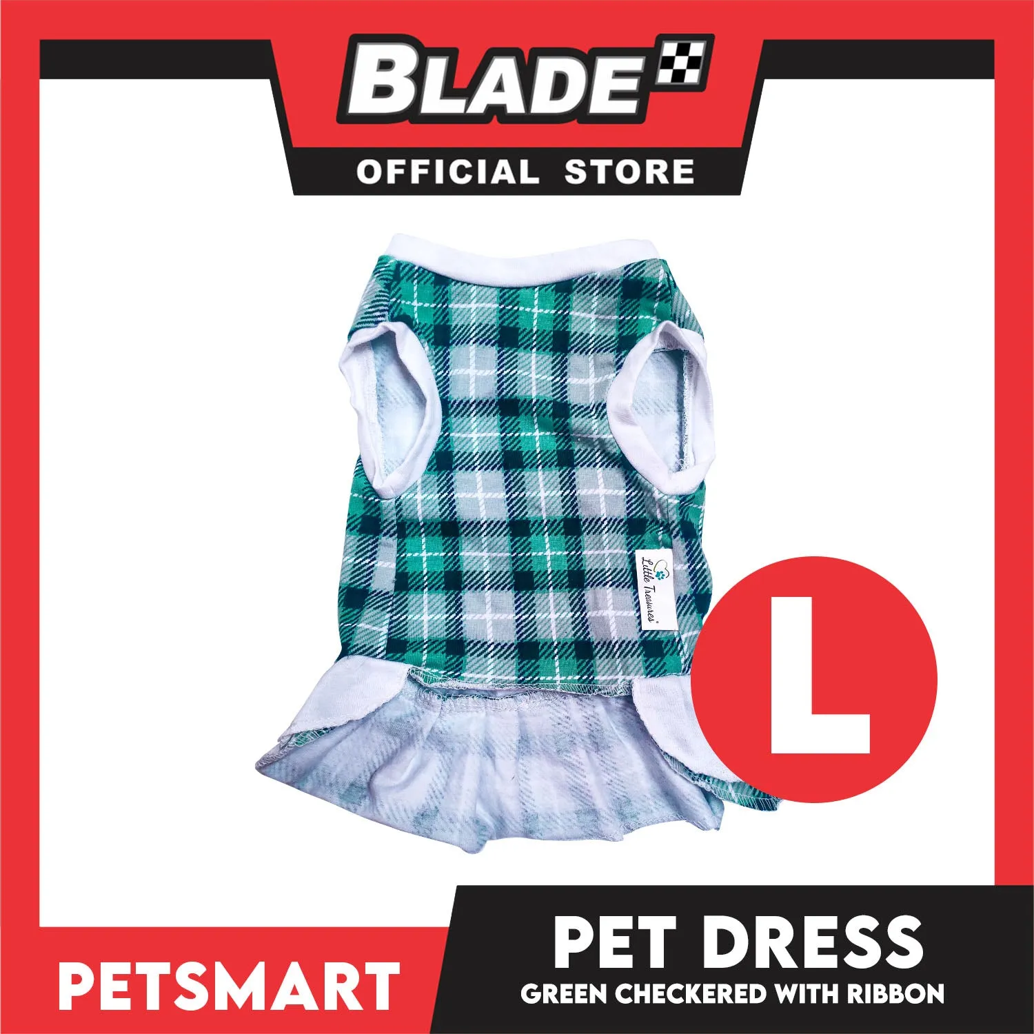 Pet Dress Checkered Green With Ribbon Dress DG-CTN114L (Large)