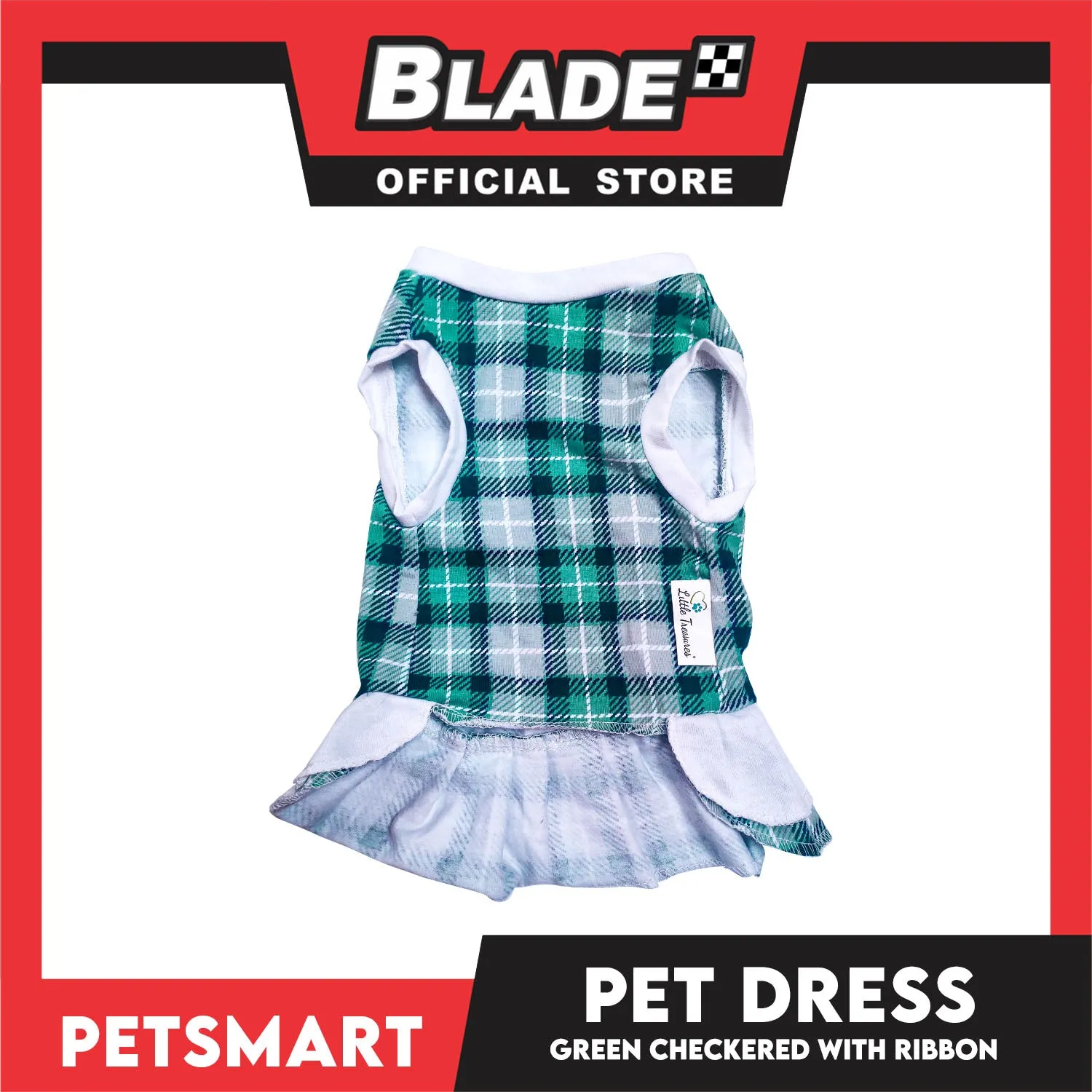 Pet Dress Checkered Green With Ribbon Dress DG-CTN114L (Large)