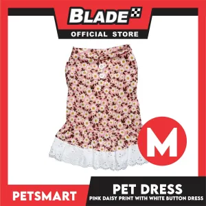 Pet Dress Pink Daisy Print with White Button Design DG-CTN186M (Medium)
