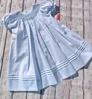 Petit Ami Girls Blue Bishop with Pearls Smocked Dress 3 6 9 12 18 24 Months 2T