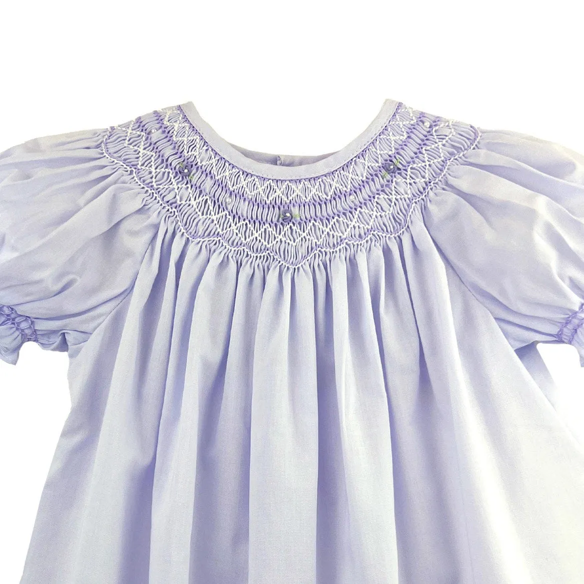 Petit Ami Girls Lavender Purple Pearl Bishop Smocked Dress 3 6 9 12 18 24 Months
