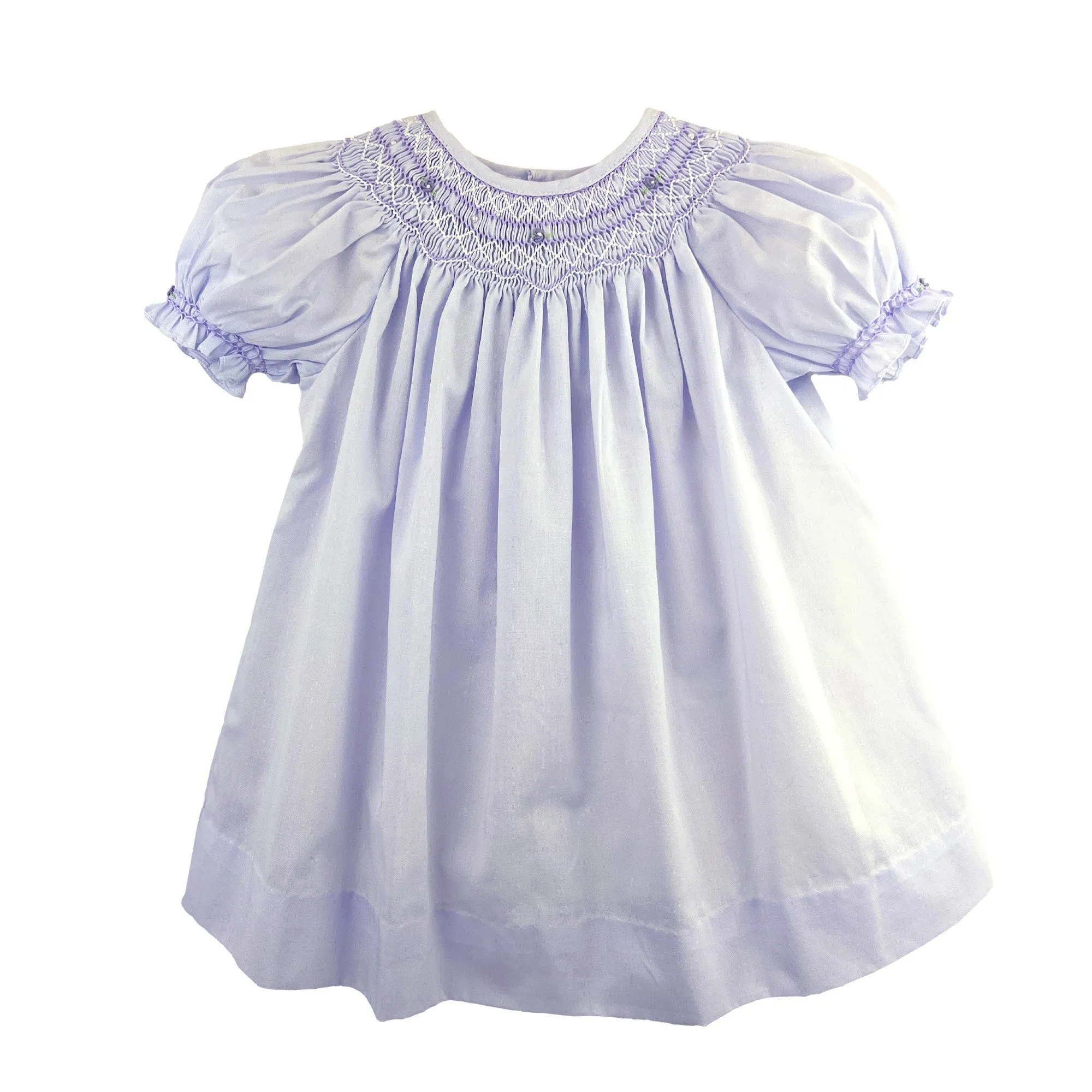 Petit Ami Girls Lavender Purple Pearl Bishop Smocked Dress 3 6 9 12 18 24 Months