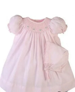Petit Ami Girls Pink Bishop Smocked Baby Girls Dress Daygown Preemie
