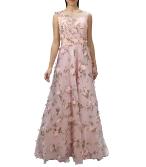 Pink floral patch gown