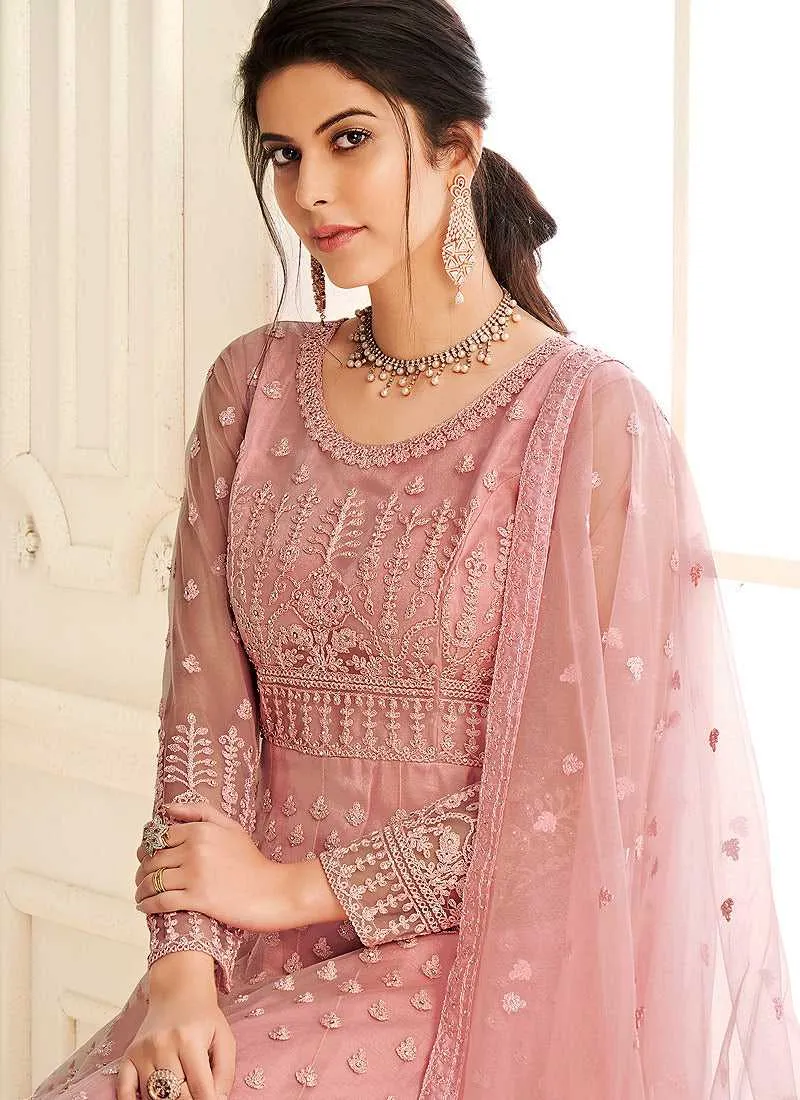 Pink Heavy Embroidered Kalidar Gown Style Anarkali
