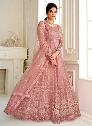 Pink Heavy Embroidered Kalidar Gown Style Anarkali
