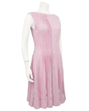 Pink Linen & Cashmere Plisse Knit Dress