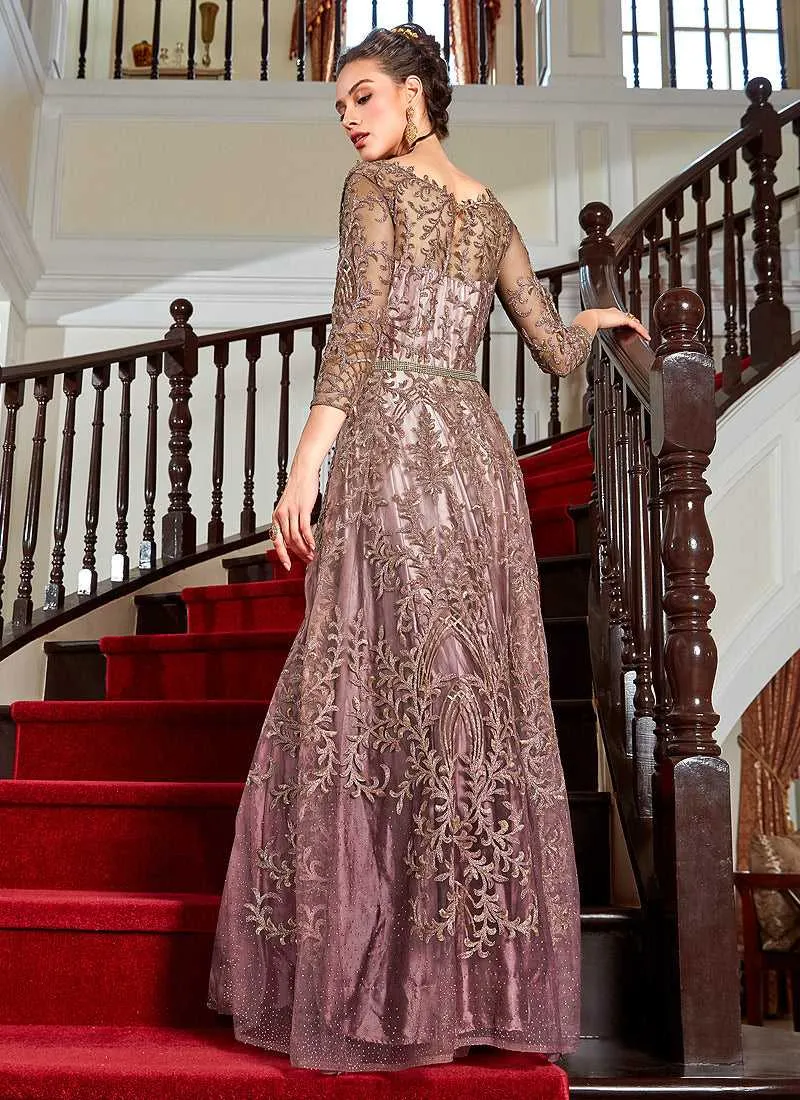 Pink Shaded Heavy Embroidered Gown Style Anarkali